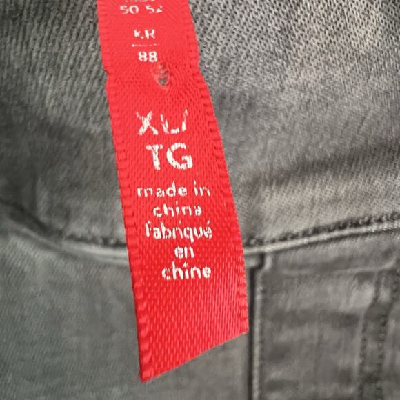 Spanx Womens Pull On Jeans Distressed Raw Hem Gray Sz XL Denim Charcoal - Picture 8 of 13